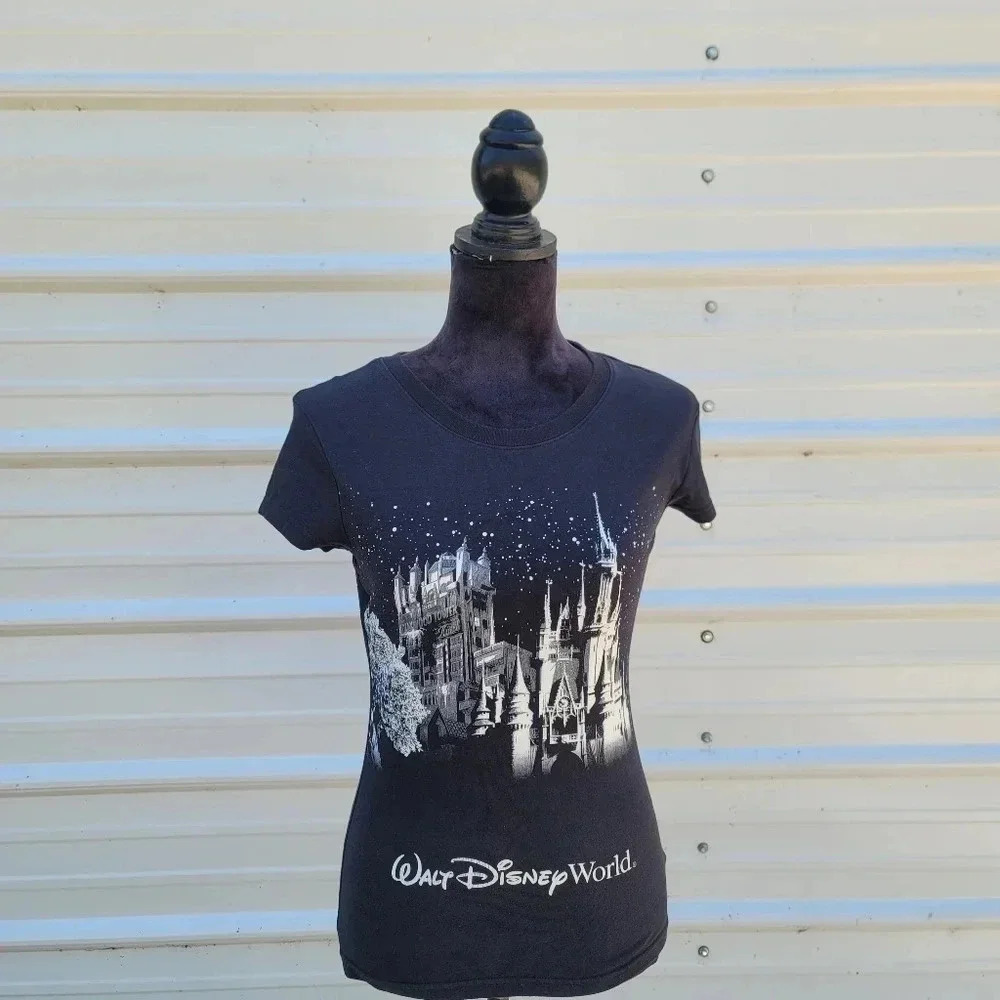 Disney Parks T Shirt Womens Black Walt Disney World Short Sleeve Graphic Tee XS - Picture 1 of 8